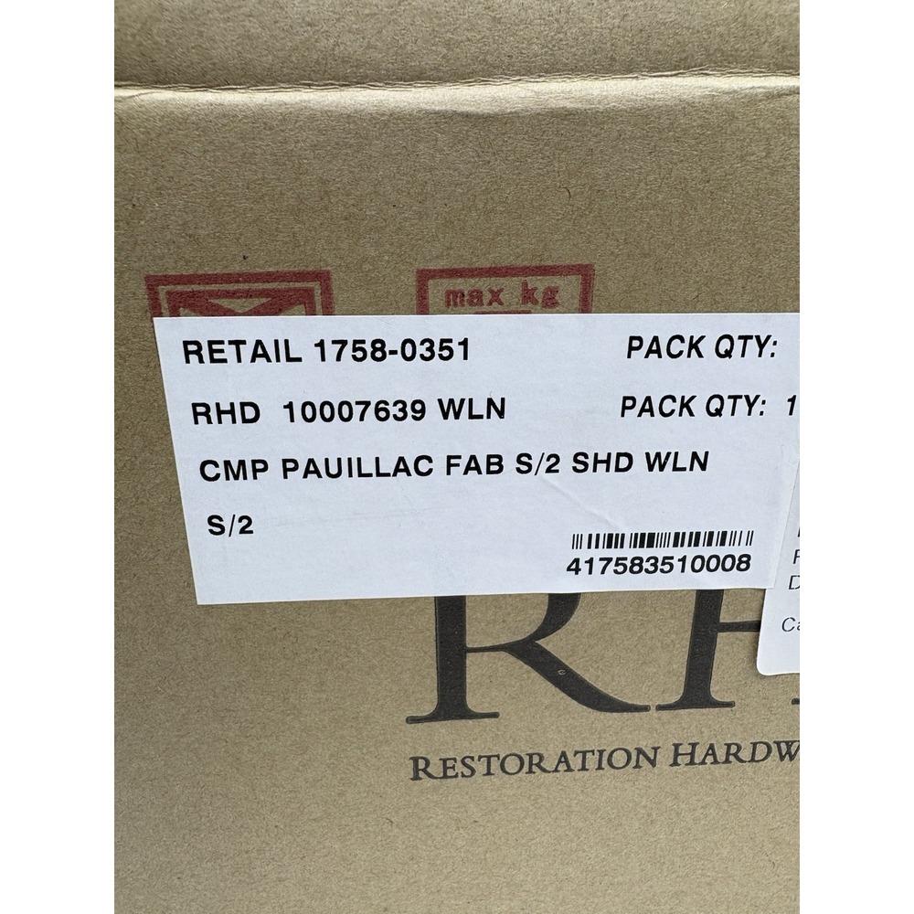 Restoration Hardware Cmp Pauliac S/2 Shade white Linen Lamp Shades New - Picture 8 of 10